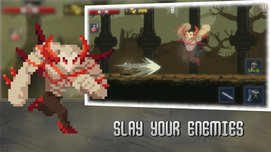 Deathblaze Action Platformer (Смертельное пламя Экшен Платформер)  [МОД Много монет] Screenshot 3