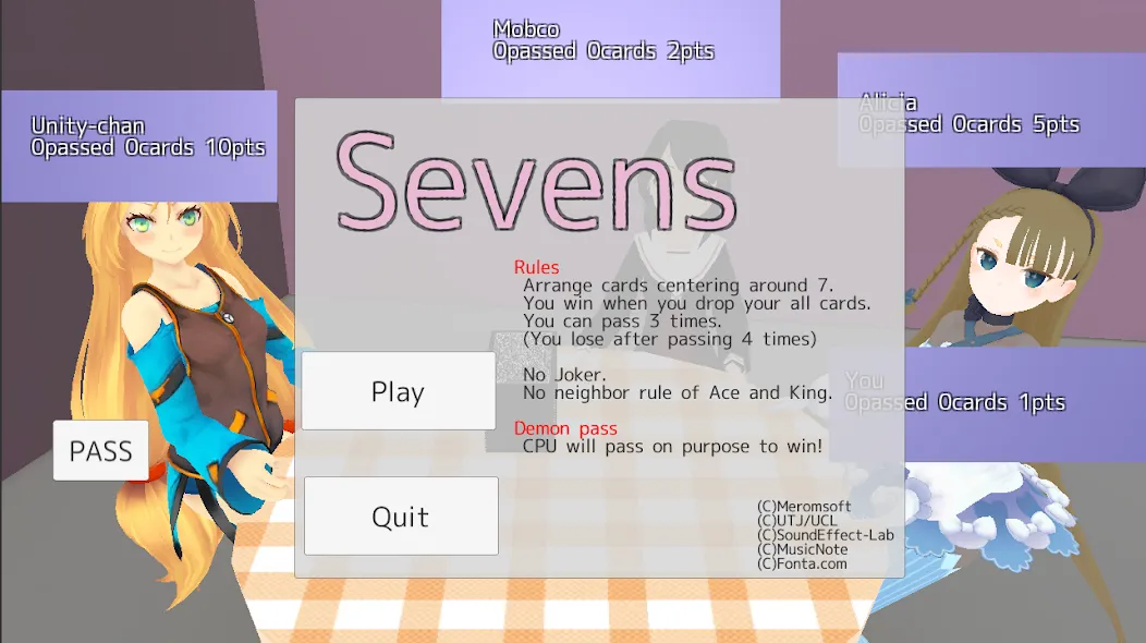 Sevens card game (Севенс карточная игра)  [МОД Все открыто] Screenshot 1