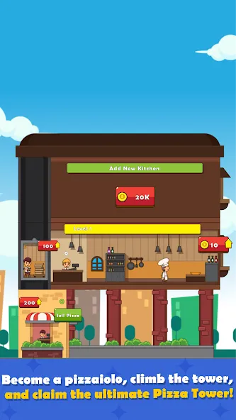 Pizza Tower: Idle Tycoon (Пицца Тауэр)  [МОД Много монет] Screenshot 1