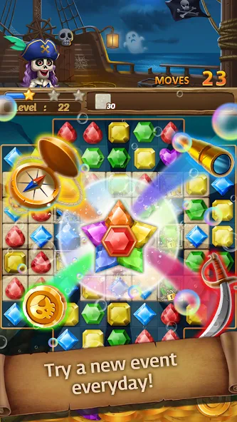 Jewels Ghost Ship: jewel games (Джуэлз Гост Шип)  [МОД Бесконечные монеты] Screenshot 2