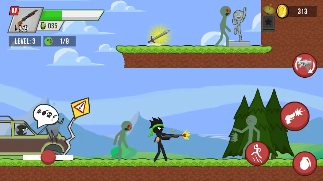 Stick vs Zombies (Стикмен против Зомби)  [МОД Меню] Screenshot 1