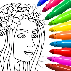 Взлом Coloring for girls and women  [МОД Unlocked] - стабильная версия apk на Андроид