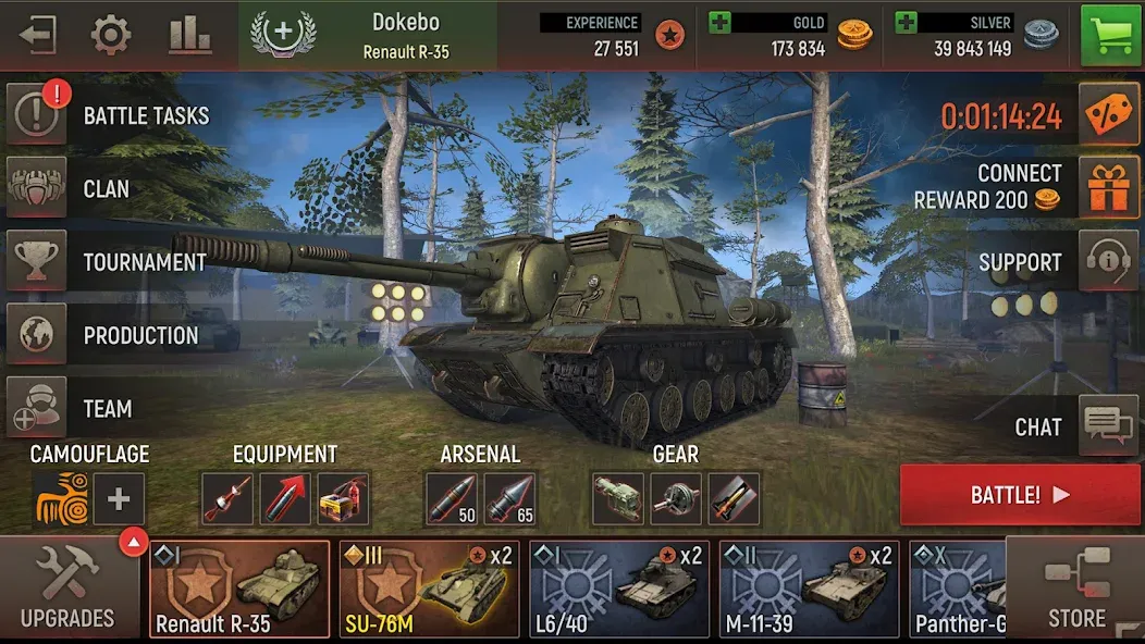 Battle Tanks: Tank Games WW2 (Бэтл Тэнкс)  [МОД Menu] Screenshot 4