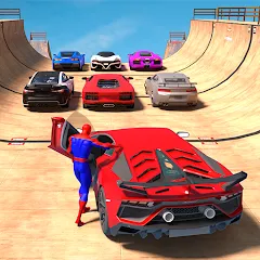 Скачать взломанную Superhero Car: Mega Ramp Games (Рамп Кар Гейм)  [МОД Menu] - полная версия apk на Андроид