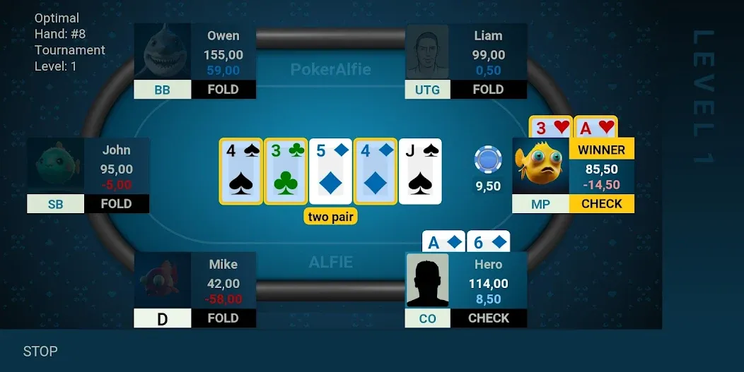 Offline Poker AI - PokerAlfie (Оффлайн Покер ИИ)  [МОД Много монет] Screenshot 2