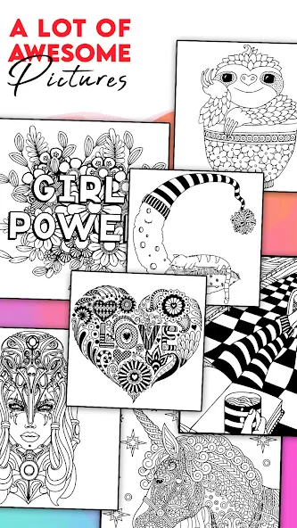Coloring for adults offline  [МОД Бесконечные монеты] Screenshot 2