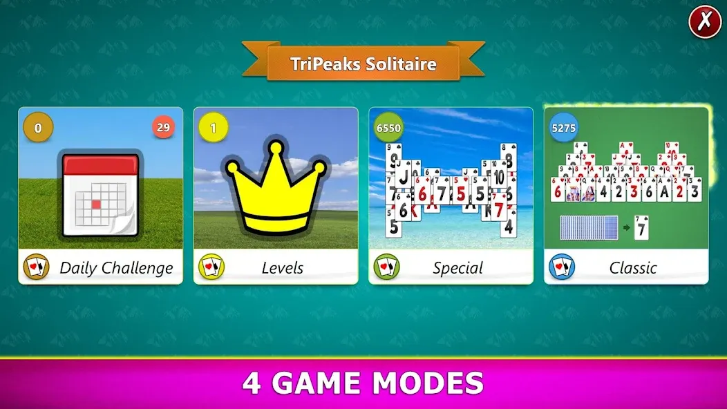 TriPeaks Solitaire Mobile  [МОД Бесконечные монеты] Screenshot 2