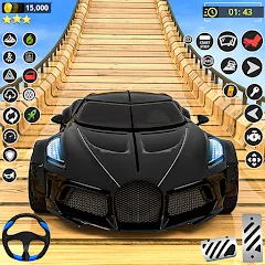 Скачать взломанную GT Car Stunt Race: Mega Ramps (Джи Ти Кар Стант Рейс)  [МОД Много монет] - полная версия apk на Андроид