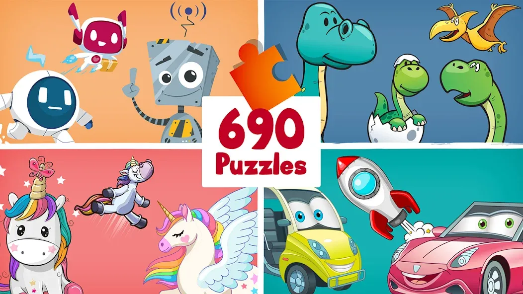 690 Puzzles for preschool kids  [МОД Бесконечные монеты] Screenshot 1