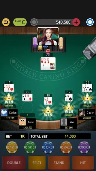 World Blackjack King  [МОД Бесконечные деньги] Screenshot 2