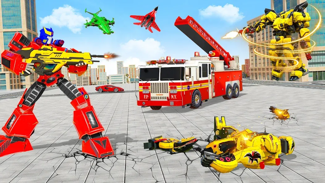 Fire Truck Robot Car Game  [МОД Бесконечные монеты] Screenshot 5