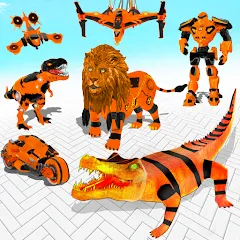 Скачать взломанную Robot Game Transform Crocodile  [МОД Mega Pack] - последняя версия apk на Андроид