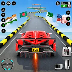 Скачать взломанную GT Car Stunt : Ramp Car Stunts (ДжиТи Кар Стант)  [МОД Unlocked] - полная версия apk на Андроид