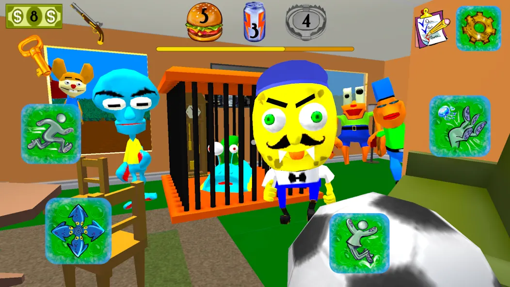 Sponge Neighbor Escape 3D (Спонж Сосед Побег 3D)  [МОД Меню] Screenshot 2