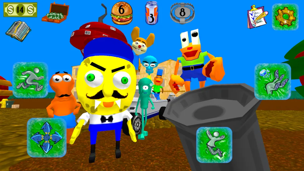 Sponge Neighbor Escape 3D (Спонж Сосед Побег 3D)  [МОД Меню] Screenshot 3