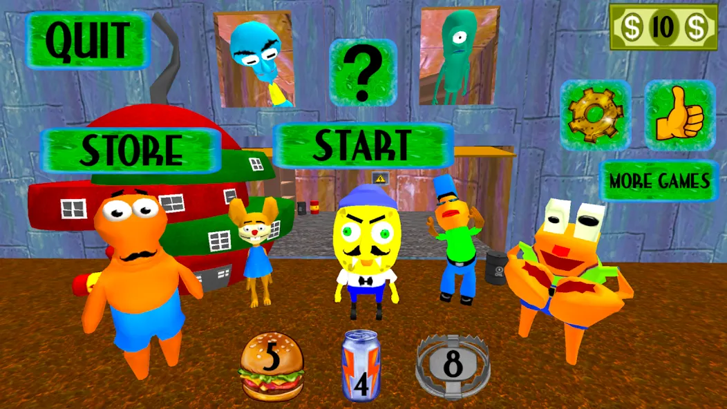 Sponge Neighbor Escape 3D (Спонж Сосед Побег 3D)  [МОД Меню] Screenshot 5