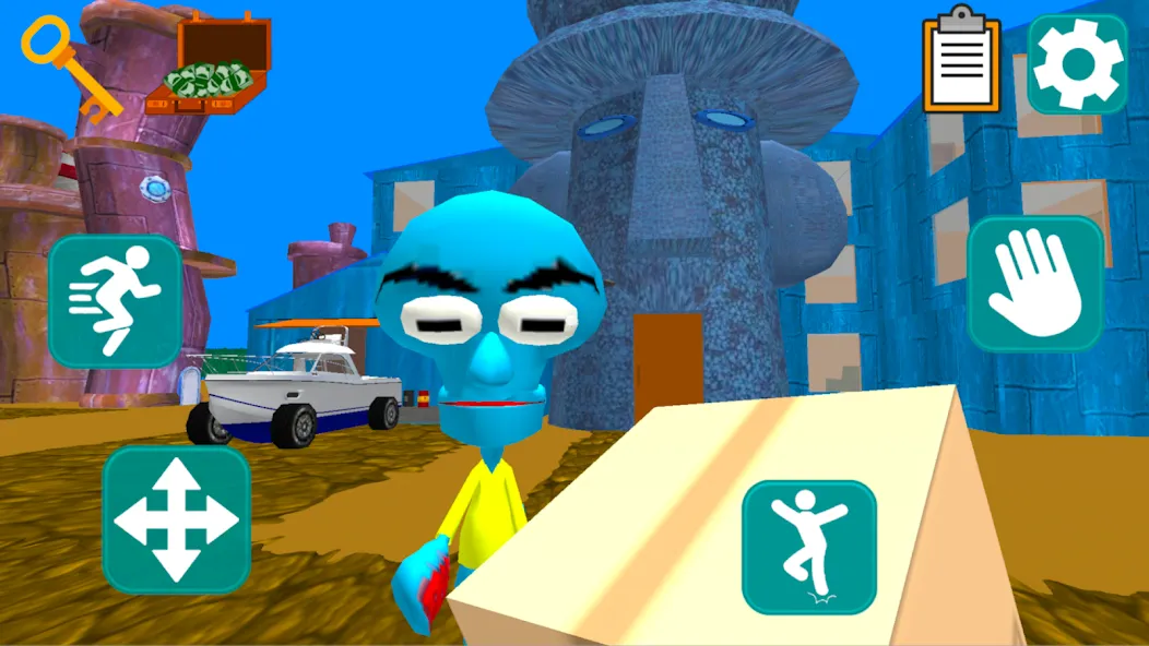 Squid Neighbor. Sponge Escape  [МОД Много денег] Screenshot 1