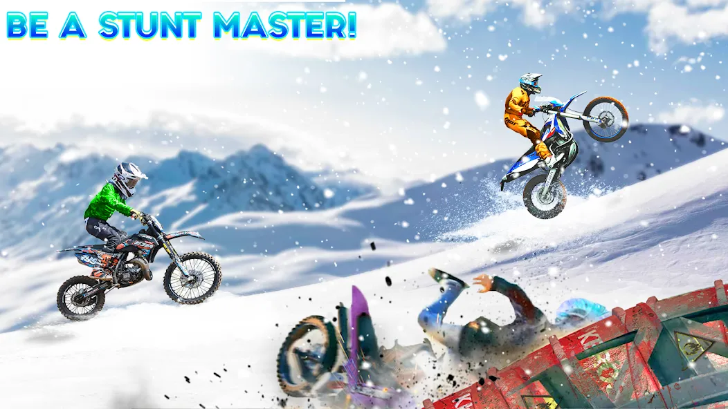 Snow Tricky Bike Stunt Race 3D  [МОД Mega Pack] Screenshot 3