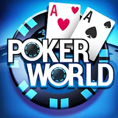 Взломанная Poker World, Offline TX Holdem (Покер Ворлд)  [МОД Unlimited Money] - полная версия apk на Андроид