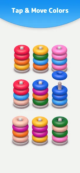 Color Sort 3D — Hoop Stack  [МОД Mega Pack] Screenshot 3