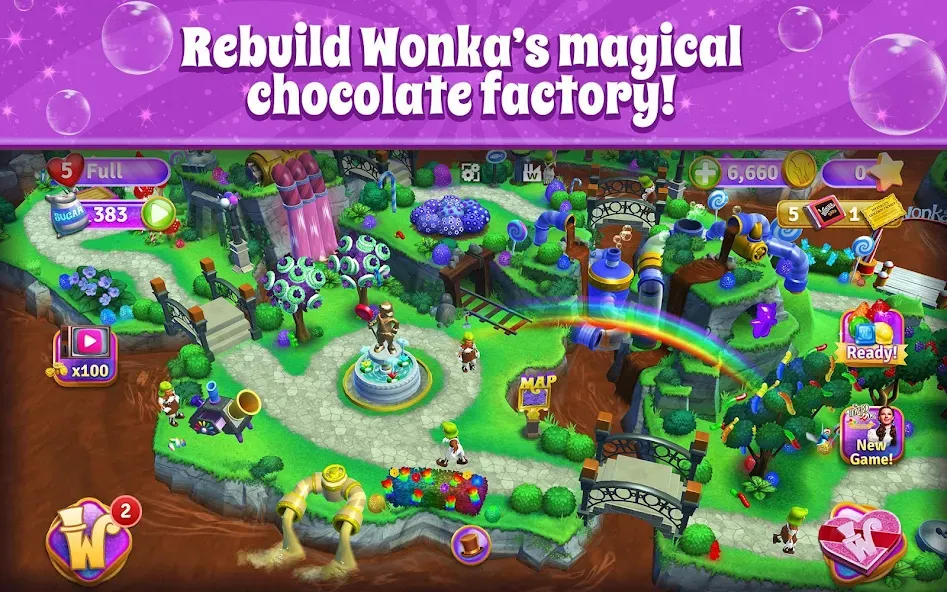 Wonka's World of Candy Match 3  [МОД Бесконечные монеты] Screenshot 1