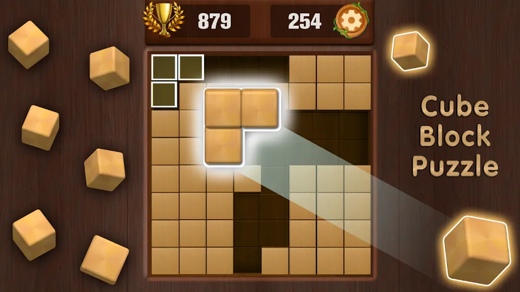 Wooden Cube Block Puzzle (Деревянный кубик головоломка)  [МОД Много монет] Screenshot 1