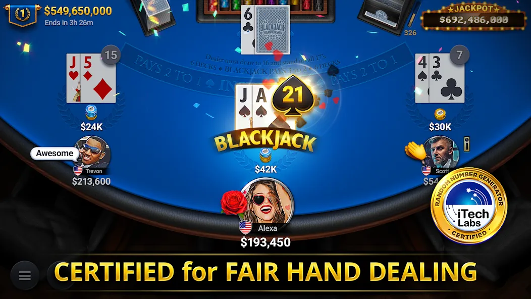 Blackjack Championship (Блэкджек Чемпионат)  [МОД Бесконечные монеты] Screenshot 1