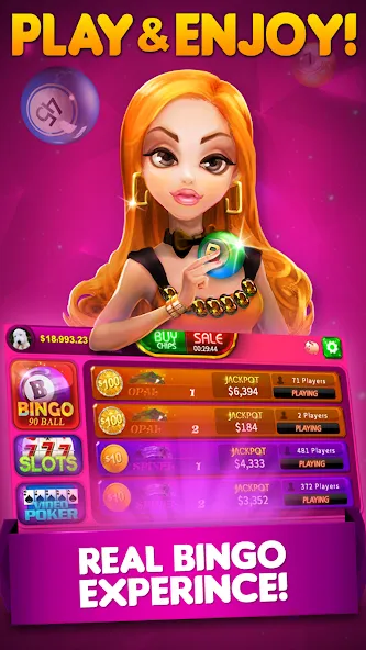 Bingo 90 Live : Vegas Slots (Бинго 90 Лайв)  [МОД Unlimited Money] Screenshot 1